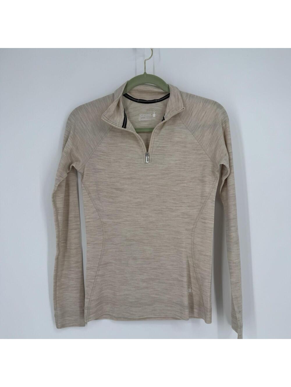 Smartwool jacket pullover sweater womens xs beige merino wool hiking gorpcore